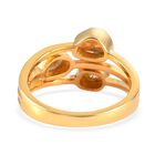 Handgearbeiteter Polki Gelber Diamant Ring  925 Silber 585 Vergoldet image number 4