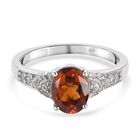 Madeira Citrin und Zirkon Solitär Ring 925 Silber Platin-Überzug image number 0