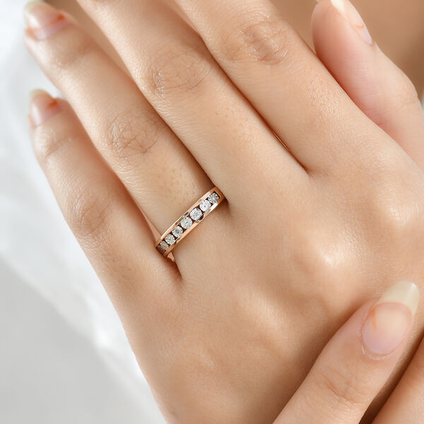 Half Eternity Ring mit Diamantakzenten, 925 Silber 750 ros&eacute;vergoldet image number 2