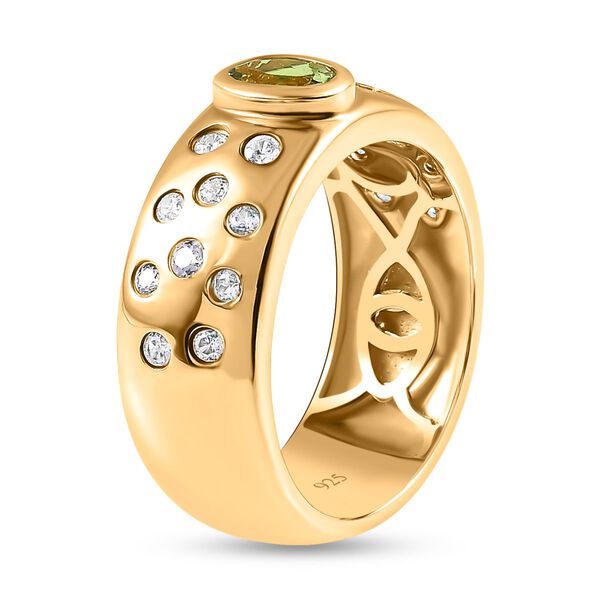 AA Calabar-Turmalin, Wei&szlig;er Zirkon Ringe 925 Silber Gelbgold Vermeil (Gr&ouml;&szlig;e 19.00) ca. 0.97 ct image number 5