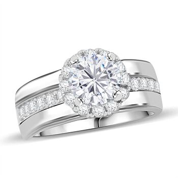 LUSTRO STELLA - Wei&szlig;er Zirkonia Ring 925 Silber rhodiniert (Gr&ouml;&szlig;e 16.00)