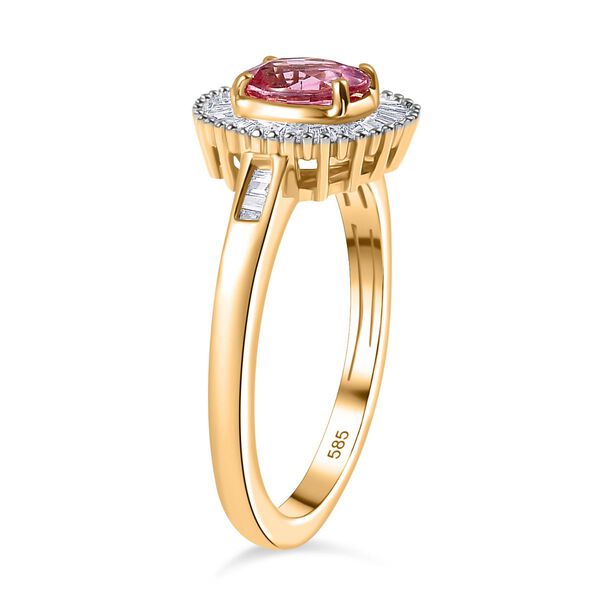 AAAA Padparadscha Saphir und Diamant Ring in 585 Gold - 1,37 ct. image number 6