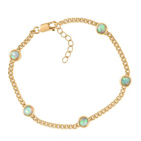 D'Joy AA Natürlicher, äthiopischer Welo Opal Armband ca. 19 cm + 2.5 cm Extender, 925 Silber 750 Gelb Vergoldet ca. 1,88 ct.