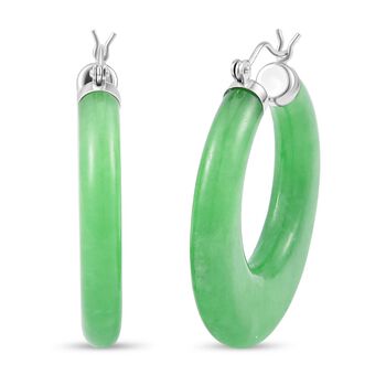 Gr&uuml;ne Jade Ohrringe, 925 Silber rhodiniert ca. 76.00 ct