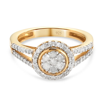 Diamant Ring, 925 Silber vergoldet (Größe 16.00) ca. 0,50 ct