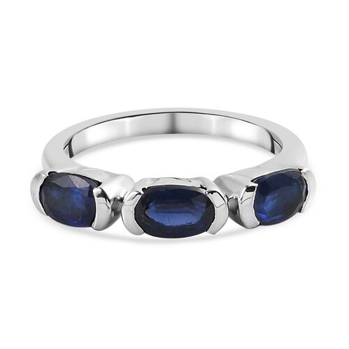 AAA Kyanit 3 Stein Ring 925 Silber Platin-Überzug image number 0