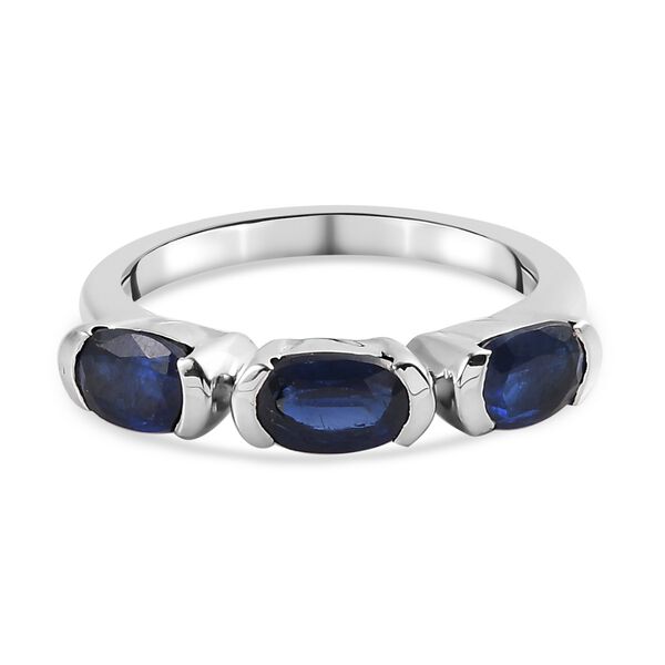 AAA Kyanit 3 Stein Ring 925 Silber Platin-Überzug image number 0