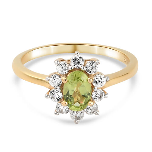 Natürlicher Peridot und Zirkon Ring 925 Silber vergoldet  ca. 0,99 ct image number 0