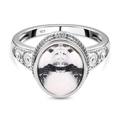 Wei&szlig;er B&uuml;ffel Ring, 925 Silber platiniert (Gr&ouml;&szlig;e 19.00) ca. 4.97 ct