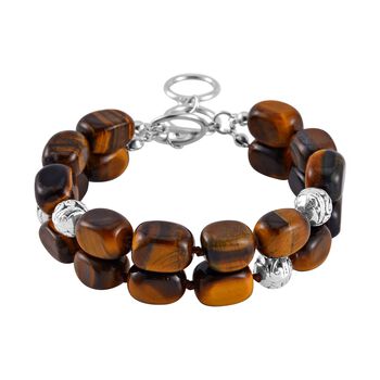 Doppellagiges, gelbes Tigerauge-Armband, 18 cm - 200 ct.