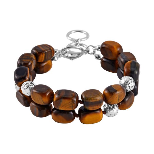 Doppellagiges, gelbes Tigerauge-Armband, 18 cm - 200 ct.