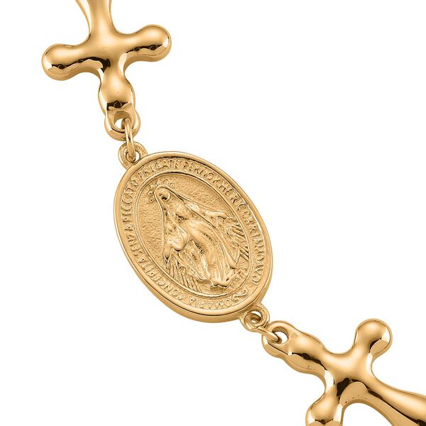 Medaille-Armband mit Kreuzanh&auml;ngern, flexibel, Reiner Edelstahl, goldfarben image number 5