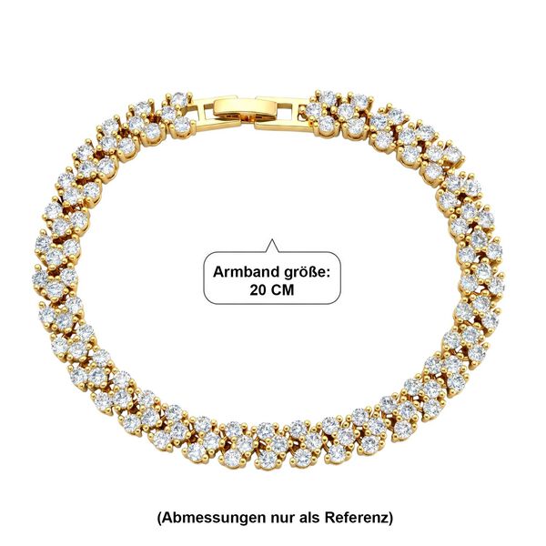 Wei&szlig;er Zirkonia Armband ca. 19 cm Nickelfreies Messing, goldfarben image number 4