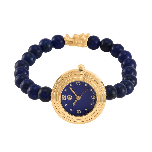 Blauer Howlit Uhren Reiner Edelstahl Bicolor flexibel ca. 50,00 ct. image number 3