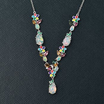 D'Joy AA Nat&uuml;rliche, &auml;thiopische Welo Opal, Multi-Turmalin und Zirkon Halskette, 45 cm - 4.31 ct.