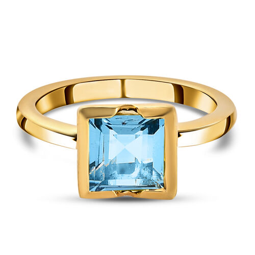 Schweizer Blautopas Solitär Ring 925 Silber vergoldet  ca. 2,10 ct image number 0