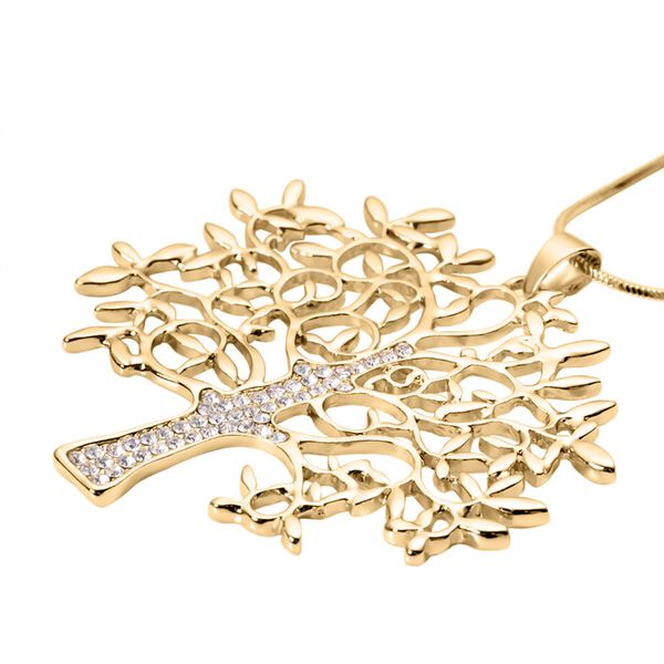 Weißer Kristall Lebensbaum-Anhänger mit Kette, goldfarben image number 3