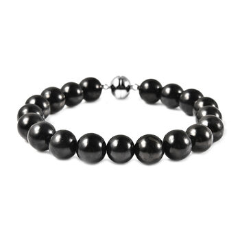 Shungit flexibel Armband ca. 20 cm lange mit Magnetschloss 925 Silber rhodiniert