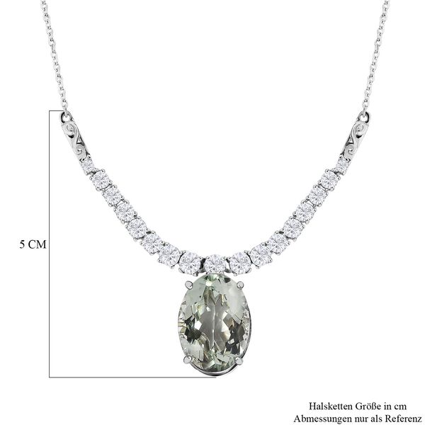 Prasiolith, weißer Zirkon Anhänger mit Kette, ca. 50 cm, 925 Silber platiniert ca. 15.10 ct image number 7