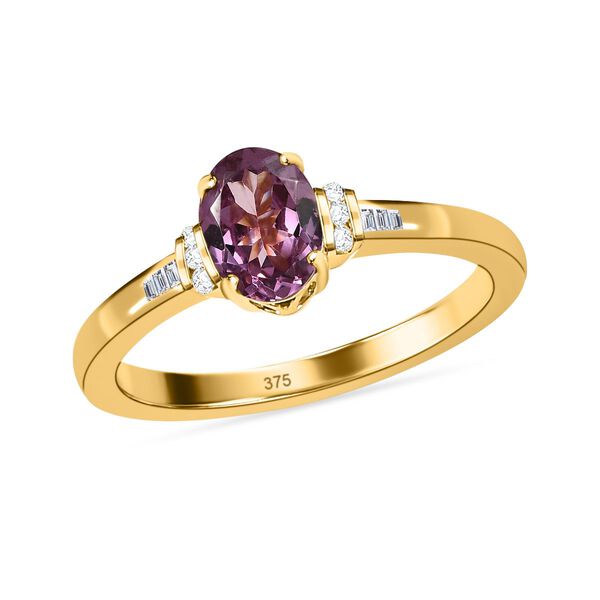 AA Lila Spinell, wei&szlig;er Diamant Ring, 375 Gold (Gr&ouml;&szlig;e 17.00) ca. 0.84 ct image number 4