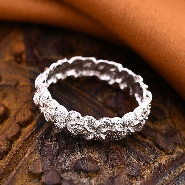 Royal Bali Kollektion - Floraler Silber-Bandring image number 1