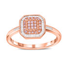 Natürlicher, rosa Diamant Ring, SGL Zertifiziert 925 Silber Roségold Vermeil (Größe 21.00) ca. 0.33 ct