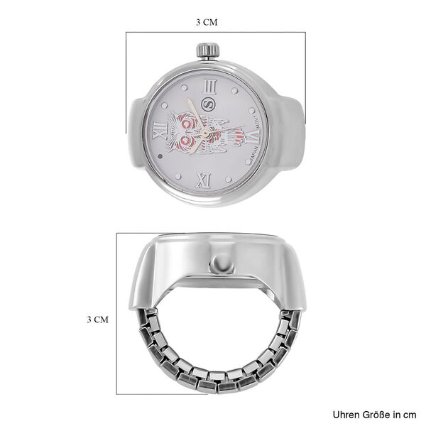 STRADA - Japanisches Uhrwerk, flexibles Ring-Uhr, Reiner Edelstahl, Rot image number 5