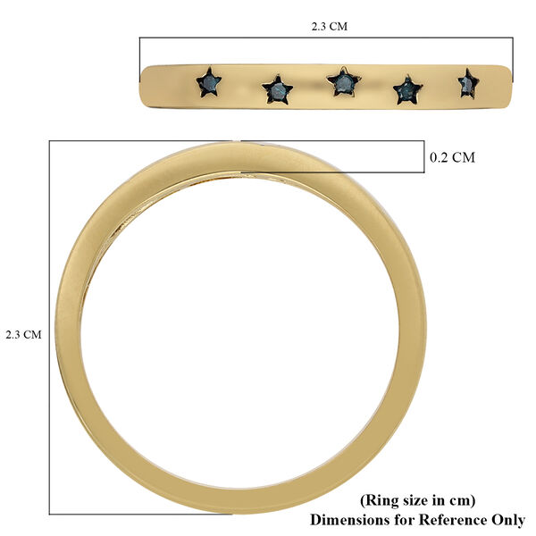 Blauer Diamant Band Ring 925 Silber 585 Vergoldet image number 6