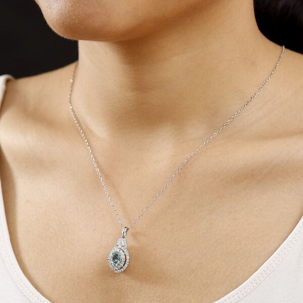 RHAPSODY zertifiziert und geprüft AAAA Paraiba Turmalin und VS-EF Diamant Anhänger mit 45cm Kette in 950 Platin - 2,22 ct. image number 2