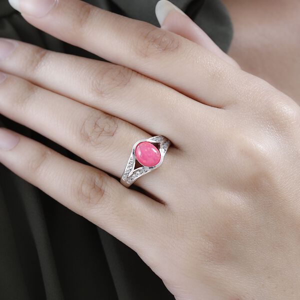 AA rosa äthiopischer Welo Opal und Zirkon-Ring - 1,37 ct. image number 3