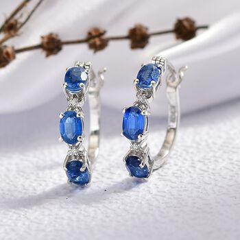 D'Joy AA Nat&uuml;rliche Kaschmir Kyanit und Moissanit Ohrringe - 4,46 ct.