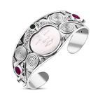 Afrikanischer Rubin (Fissure gefüllt), Natürlicher Chromdiopsid Armreif ca. 18 cm 925 Silber ca. 8,00 ct.