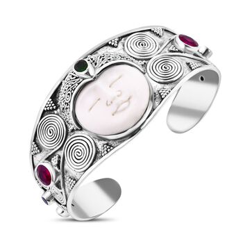 Afrikanischer Rubin (Fissure gef&uuml;llt), Nat&uuml;rlicher Chromdiopsid Armreif ca. 18 cm 925 Silber ca. 8,00 ct.