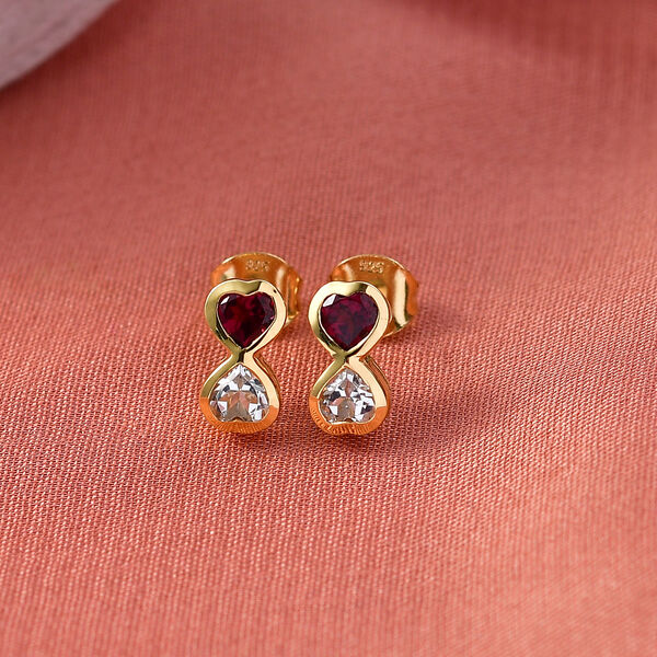 D'Joy AA wei&szlig;e Topas und Rhodolith Granat Ohrringe - 1,34 ct. image number 1