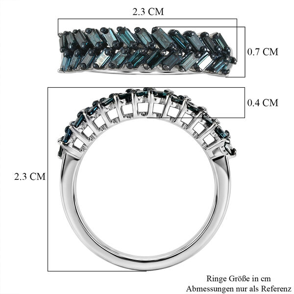 D'Joy Blauer Diamant Ring 925 Silber Rhodiniert (Gr&ouml;&szlig;e 18.00) ca. 0.50 ct image number 6