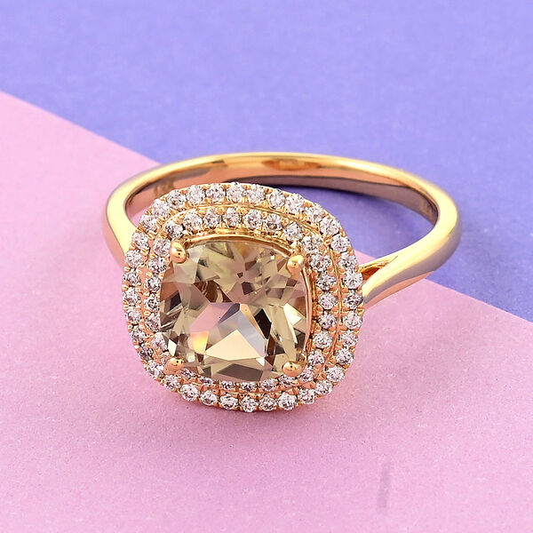 ILIANA AAA Turkizit und Diamant-Ring, SI G-H, 750 Gelbgold  ca. 2,81 ct image number 2