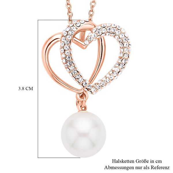 Wei&szlig;e Muschelkernperle und Kristall-Halskette in Ros&eacute;goldton, 50 cm - 2,50 ct. image number 6