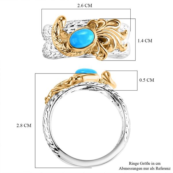 Royal Bali Kollektion- Amerikanischer natürlicher Sleeping Beauty Türkis Pfau Ring - 0,83 ct. image number 5