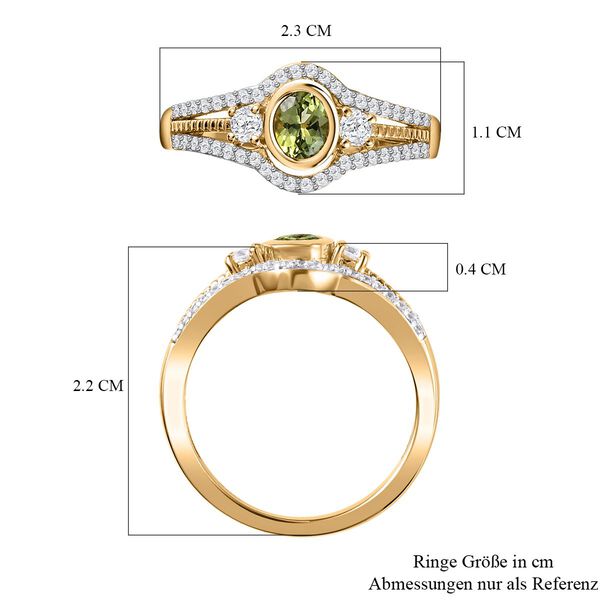 Nat&uuml;rlicher AA Calabar-Turmalin, Wei&szlig;er Zirkon Ring, 925 Silber Gelbgold Vermeil, (Gr&ouml;&szlig;e 21.00) ca. 1.05 ct image number 7