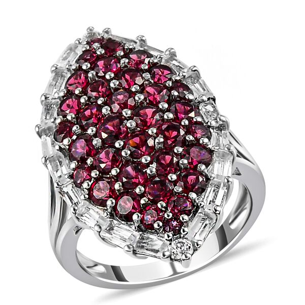 Rhodolith Granat und weißer Topas-Ring - 5,12 ct. image number 4