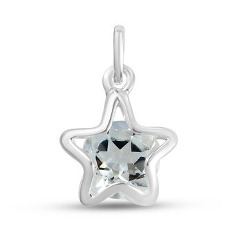 Wei&szlig;er Topas Stern-Anh&auml;nger, 925 Silber ca. 1,67 ct