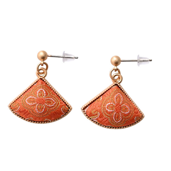 LA MAREY Signature Set mit Seidenschal und Seidentropfen-Ohrringen, 100% Maulbeerseide, 65 x 170 cm, Orange mit Wei&szlig; image number 6