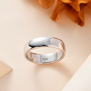 Klassischer Komfort-Bandring, 925 Silber rhodiniert