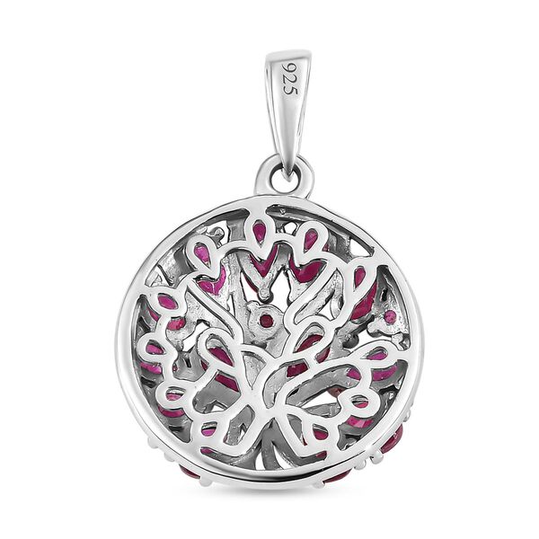 Afrikanischer Rubin Baum des Lebens Anhänger in Silber image number 5
