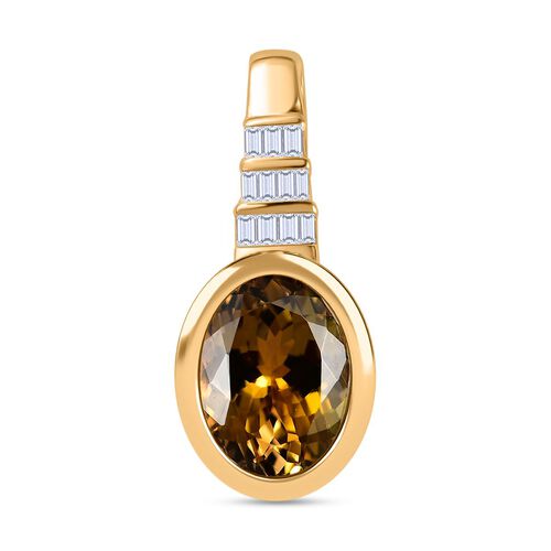 AAA Natürlicher, goldener Tansanit und Diamant-Anhänger in 585 Gold - 2,04 ct. image number 0
