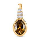 AAA Natürlicher goldener Tansanit, Weißer Diamant Anhänger 585 Gold ca. 2.04 ct