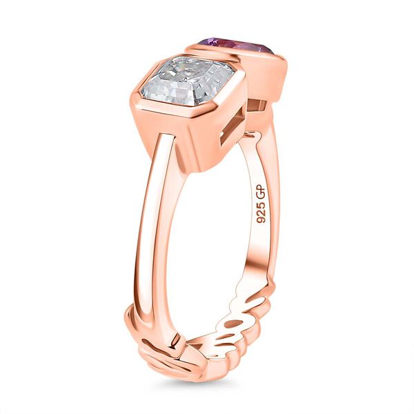 GP Amore Kollektion - Moissanit, Rose De France Amethyst Ring 925 Silber 750 Roségold Vermeil (Größe 19.00) ca. 2.20 ct image number 4