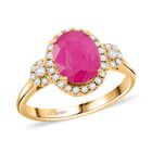 AAA Natürlicher Mosambik-Rubin, Weißer Diamant Ring 585 Gold (Größe 17.00) ca. 2,50 ct