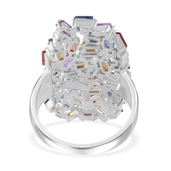 AA mehrfarbiger Saphir und Moissanit-Ring - 5,27 ct.