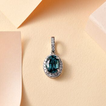 RHAPSODY AAAA Lagunen Turmalin und VS Diamant Anh&auml;nger in 950 Platin - 1,98 ct.